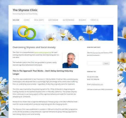 New site up and out! The Shyness Clinic Wordpress SEO Expert